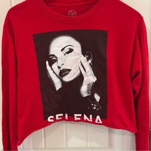 Selena Red Crop Long Sleeve Shirt Size M Bidi Bidi Bom Bom Graphic